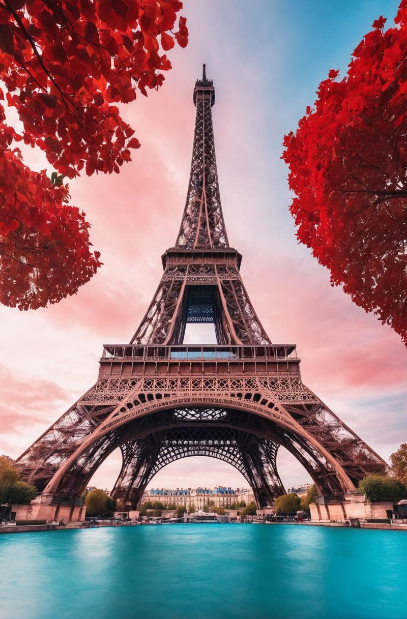 00045-Architecture Photography, eiffel tower, azure and red tones, photo 4k, art work, bright day, 6 k_.png